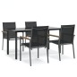 vidaXL Juego de comedor para jardín 5 piezas acero y textilene negro vidaXL Juego de comedor para jardín 5 piezas acero y textilene negro