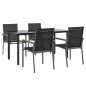 vidaXL Juego de comedor para jardín 5 piezas acero y textilene negro vidaXL Juego de comedor para jardín 5 piezas acero y textilene negro