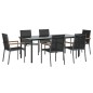 vidaXL Juego de comedor para jardín 7 piezas acero y textilene negro vidaXL Juego de comedor para jardín 7 piezas acero y textilene negro