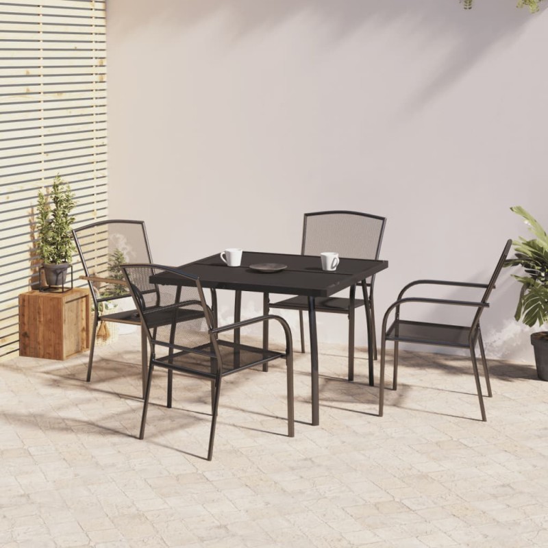 vidaXL Juego de comedor de jardín 5 piezas acero gris antracita vidaXL Juego de comedor de jardín 5 piezas acero gris antracita