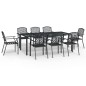 vidaXL Juego de comedor de jardín 9 piezas acero gris antracita vidaXL Juego de comedor de jardín 9 piezas acero gris antracita