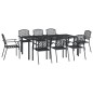 vidaXL Juego de comedor de jardín 9 piezas acero gris antracita vidaXL Juego de comedor de jardín 9 piezas acero gris antracita