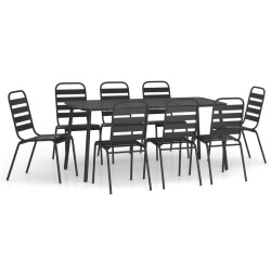 vidaXL Juego de comedor de jardín 9 piezas acero gris antracita