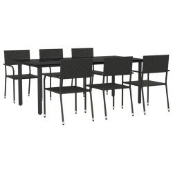 vidaXL Juego de comedor de jardín 7 pzas ratán sintético y acero negro