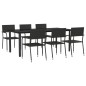 vidaXL Juego de comedor de jardín 7 pzas ratán sintético y acero negro vidaXL Juego de comedor de jardín 7 pzas ratán sintético y acero negro