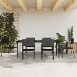 vidaXL Juego de comedor de jardín 7 pzas ratán sintético y acero negro
