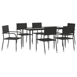vidaXL Juego de comedor de jardín 7 pzas ratán sintético y acero negro
