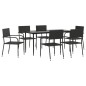 vidaXL Juego de comedor de jardín 7 pzas ratán sintético y acero negro