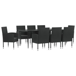 vidaXL Juego de comedor de jardín 9 pzas ratán sintético y acero negro