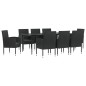 vidaXL Juego de comedor de jardín 9 pzas ratán sintético y acero negro vidaXL Juego de comedor de jardín 9 pzas ratán sintético y acero negro
