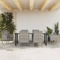 vidaXL Juego de comedor jardín 7 pzas ratán sintético acero gris negro