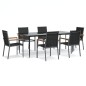 vidaXL Juego de comedor para jardín 7 piezas acero y textilene negro vidaXL Juego de comedor para jardín 7 piezas acero y textilene negro