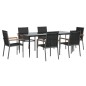 vidaXL Juego de comedor para jardín 7 piezas acero y textilene negro vidaXL Juego de comedor para jardín 7 piezas acero y textilene negro
