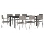 vidaXL Juego de comedor jardín 9 pzas ratán sintético acero gris negro