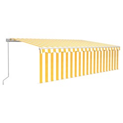 vidaXL Toldo retráctil manual con persiana amarillo y blanco 5x3 m