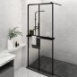 vidaXL Mampara ducha con estante vidrio ESG y aluminio negro 100x195cm vidaXL Mampara ducha con estante vidrio ESG y aluminio negro 100x195cm