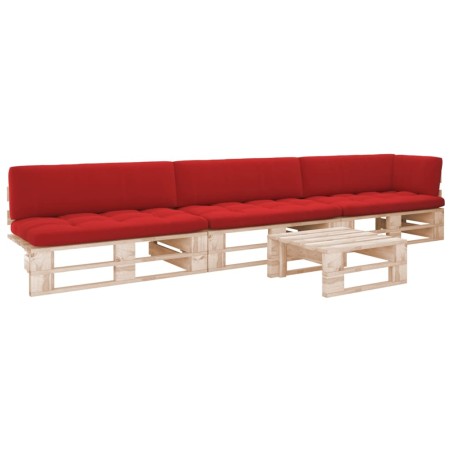 vidaXL Muebles de palets 4 pzas y cojines madera pino impregnada