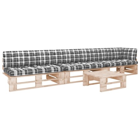 vidaXL Muebles de palets 4 pzas y cojines madera pino impregnada