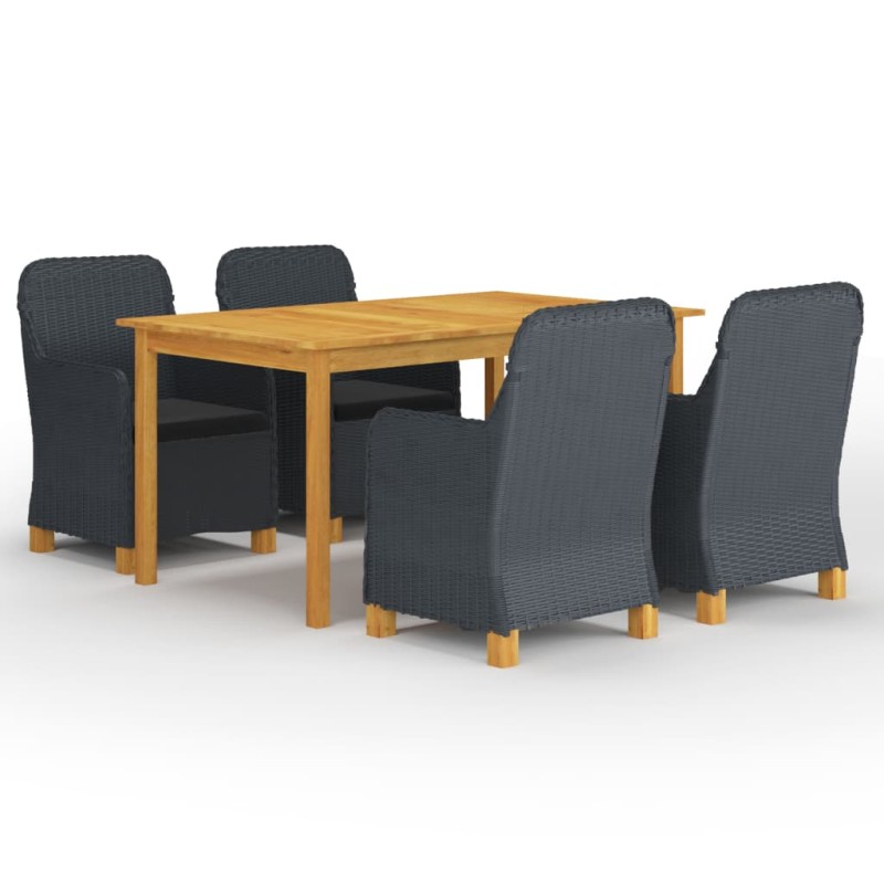vidaXL Juego de comedor para jardín de 5 piezas gris oscuro vidaXL Juego de comedor para jardín de 5 piezas gris oscuro