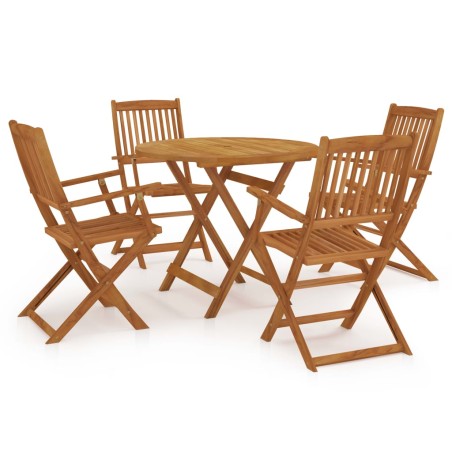 vidaXL Comedor de jardín plegable 5 piezas de madera maciza de acacia
