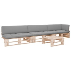 vidaXL Muebles de palets 4 pzas y cojines madera pino impregnada
