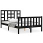 vidaXL Estructura cama de matrimonio con cabecero madera maciza negra vidaXL Estructura cama de matrimonio con cabecero madera maciza negra