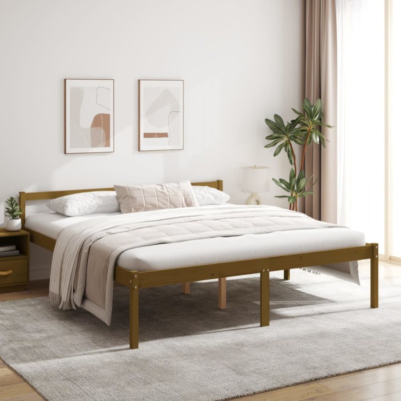 vidaXL Cama personas mayores madera maciza pino marrón miel 180x200 cm
