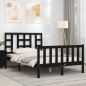 vidaXL Estructura cama de matrimonio con cabecero madera maciza negra vidaXL Estructura cama de matrimonio con cabecero madera maciza negra