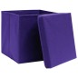 vidaXL Cajas de almacenaje con tapas 10 uds tela morado 32x32x32 cm vidaXL Cajas de almacenaje con tapas 10 uds tela morado 32x32x32 cm