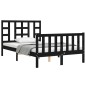 vidaXL Estructura cama de matrimonio con cabecero madera maciza negra vidaXL Estructura cama de matrimonio con cabecero madera maciza negra