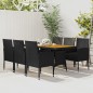 idaXL Juego de comedor de jardín 7 piezas ratán sintético negro idaXL Juego de comedor de jardín 7 piezas ratán sintético negro