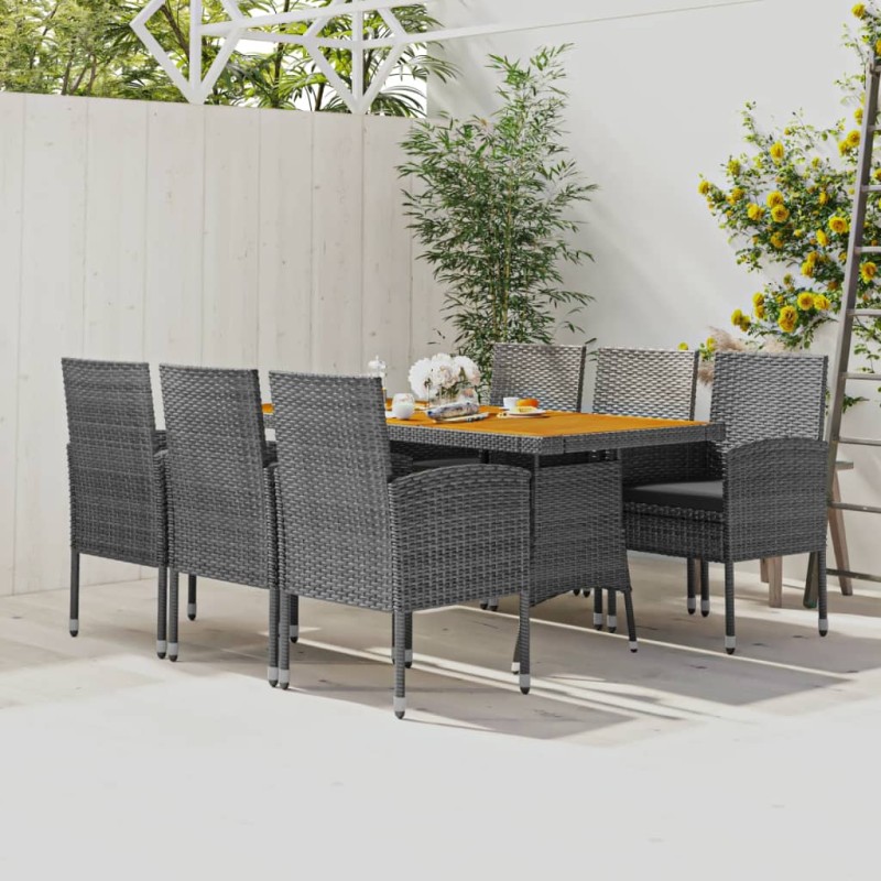 idaXL Juego de comedor de jardín 7 piezas ratán sintético gris idaXL Juego de comedor de jardín 7 piezas ratán sintético gris
