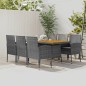 idaXL Juego de comedor de jardín 7 piezas ratán sintético gris idaXL Juego de comedor de jardín 7 piezas ratán sintético gris