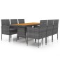 idaXL Juego de comedor de jardín 7 piezas ratán sintético gris idaXL Juego de comedor de jardín 7 piezas ratán sintético gris