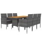 idaXL Juego de comedor de jardín 7 piezas ratán sintético gris idaXL Juego de comedor de jardín 7 piezas ratán sintético gris