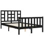 vidaXL Estructura cama de matrimonio con cabecero madera maciza negra vidaXL Estructura cama de matrimonio con cabecero madera maciza negra