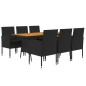 idaXL Juego de comedor de jardín 7 piezas ratán sintético negro idaXL Juego de comedor de jardín 7 piezas ratán sintético negro