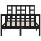 vidaXL Estructura cama de matrimonio con cabecero madera maciza negra vidaXL Estructura cama de matrimonio con cabecero madera maciza negra