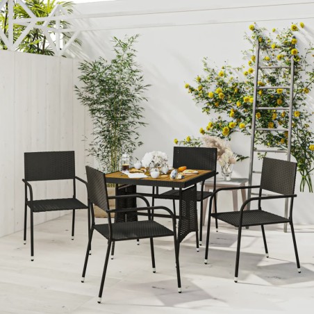 vidaXL Juego de comedor de jardín 5 pzas ratán sintético negro