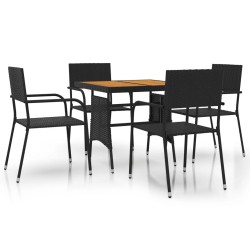 vidaXL Juego de comedor de jardín 5 pzas ratán sintético negro