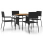 vidaXL Juego de comedor de jardín 5 pzas ratán sintético negro vidaXL Juego de comedor de jardín 5 pzas ratán sintético negro