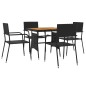 vidaXL Juego de comedor de jardín 5 pzas ratán sintético negro vidaXL Juego de comedor de jardín 5 pzas ratán sintético negro