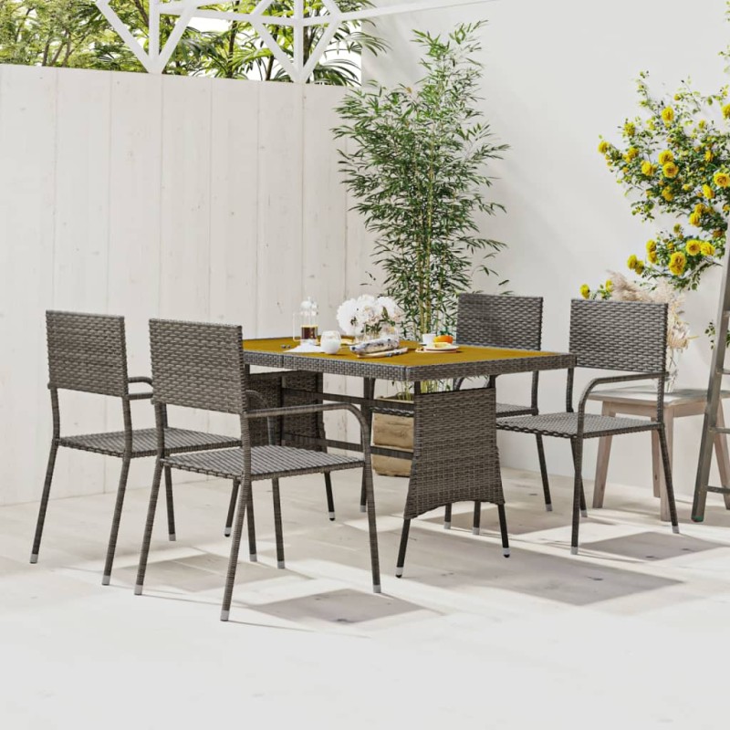 vidaXL Juego de comedor de jardín 5 piezas ratán sintético gris vidaXL Juego de comedor de jardín 5 piezas ratán sintético gris