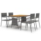 vidaXL Juego de comedor de jardín 5 piezas ratán sintético gris vidaXL Juego de comedor de jardín 5 piezas ratán sintético gris