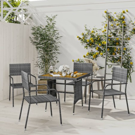 vidaXL Juego de comedor de jardín 5 piezas ratán sintético gris