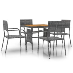 vidaXL Juego de comedor de jardín 5 piezas ratán sintético gris