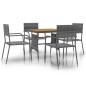 vidaXL Juego de comedor de jardín 5 piezas ratán sintético gris vidaXL Juego de comedor de jardín 5 piezas ratán sintético gris
