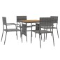 vidaXL Juego de comedor de jardín 5 piezas ratán sintético gris vidaXL Juego de comedor de jardín 5 piezas ratán sintético gris