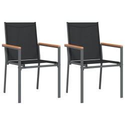 vidaXL Sillas de jardín 2 uds textilene y acero negro 55x61,5x90 cm