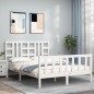 vidaXL Estructura de cama con cabecero madera maciza blanco 140x200 cm vidaXL Estructura de cama con cabecero madera maciza blanco 140x200 cm